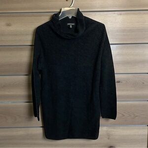 Eileen Fischer Black Cowl Neck‎ Tunic Sweater 100% Organic Cotton Size Small EUC